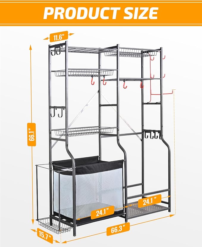 PLKOW Golf Storage Ball Rack Garage Organizer, 2 Golf Bag Organizer and Other - Image 6