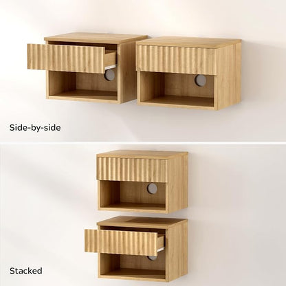 EYYTHUNG Fluted TV Stands Set of 4, Modern Small Floating Nightstand - Image 7