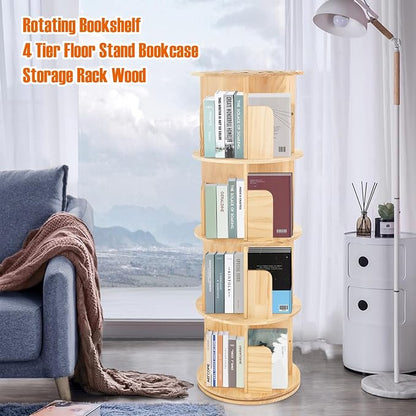LOYALHEARTDY Rotating Bookshelf 360 Display 4 Tier Floor Standing Bookcase - Image 4
