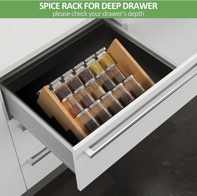 2 Pack Bamboo Spice Rack Organizer - Image 5