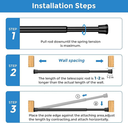 AIZESI Spring Tension Curtain Rods Short Tension Rod - Image 5