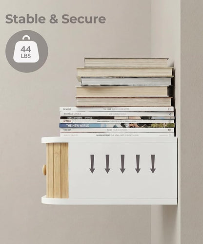 SUMGAR Floating Nightstand White Bedside Table Wall Mounted - Image 8