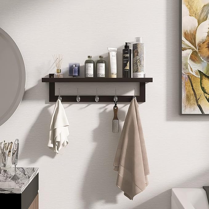 SMIBUY Coat Hooks with Shelf Wall-Mounted, 29.2 Inch Entryway Coat Rack - Image 4