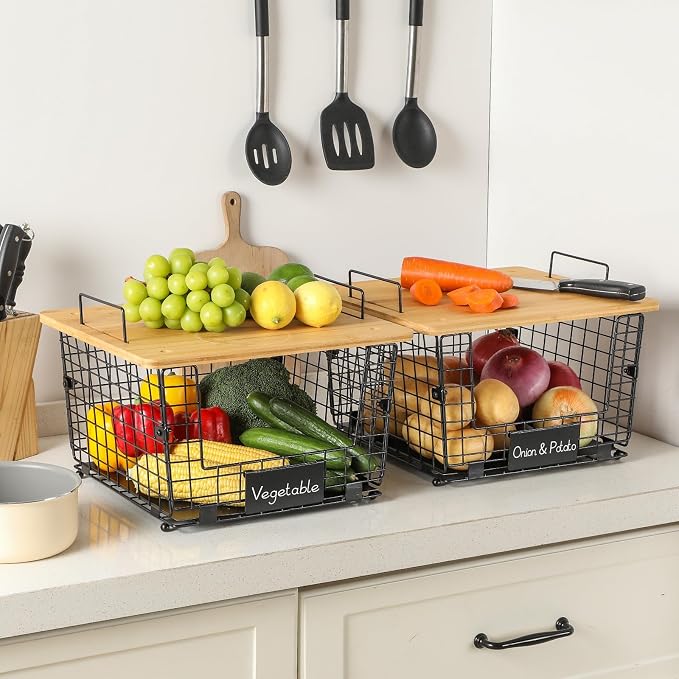 2 Set XXL Stackable Wire Basket - Image 9