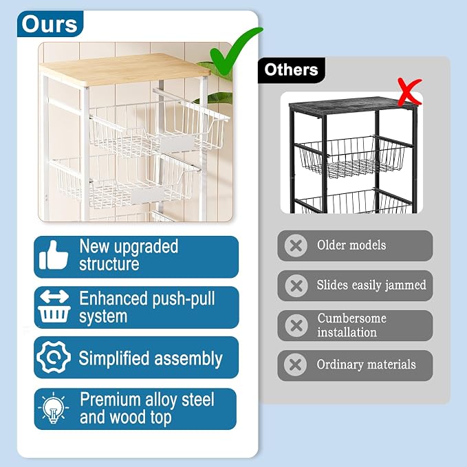 5-Tier Small Kitchen Storage Cart on Wheels - Image 7