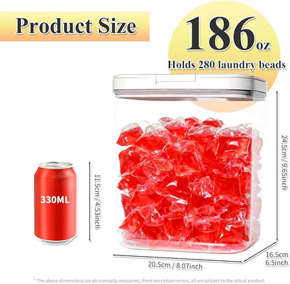 Gute Laundry Pod Holder with Lid - 186oz Sealed Automatic Pop-Up Dispenser - Image 2