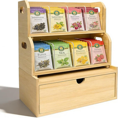 3-Layer Stackable Bamboo Tea Bag Organizer by PMMJ