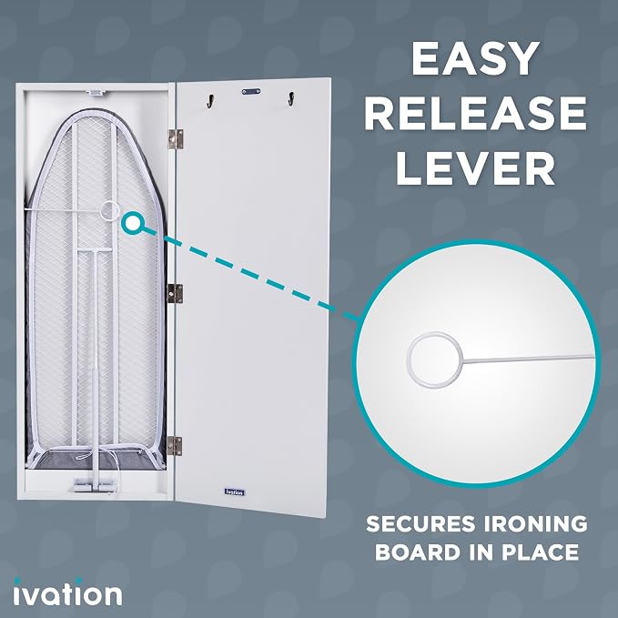 Ivation Wall-Mounted Ironing Board Cabinet, Foldable Ironing Storage Station - Image 3
