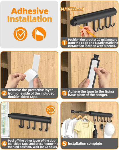 12 Inch Valet Rod for Closets Pull Out, Pull Out Rod For Hanging Clothes And - Image 6