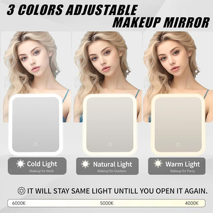 Travel Makeup Bag with Mirror and Light, Cosmetic Artist Organizer Case with - Image 2