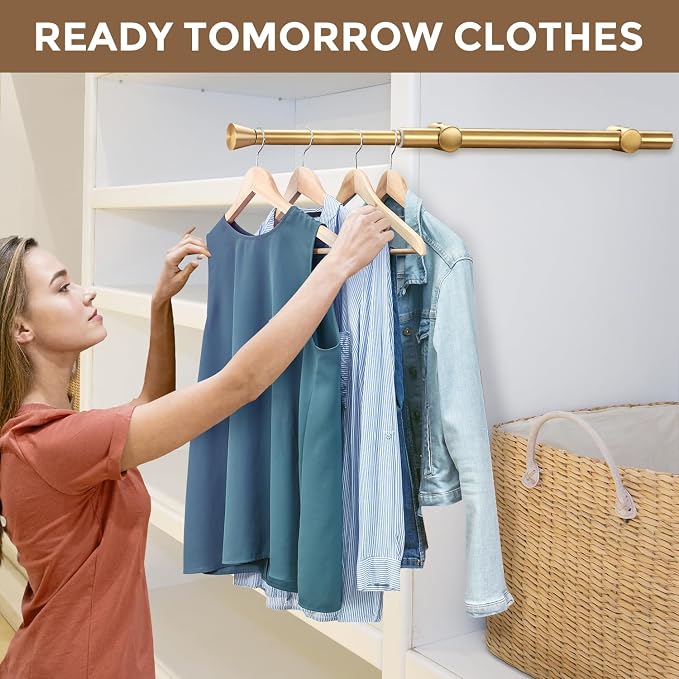 12" Valet Rod for Closet Pull Out, Heavy Duty Slide-Out Closet Rod for Hanging - Image 3