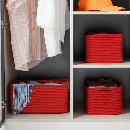 3-Pack Small Storage Baskets for Organizing | Woven Shelf Toy Basket | Rope - Image 4