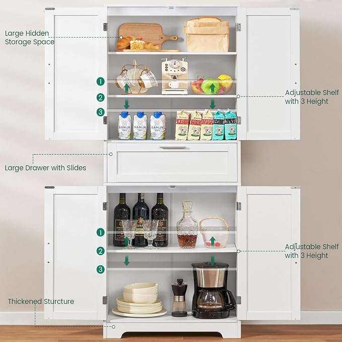 Iwell 67" Tall Storage Cabinet, Rattan Cabinet - Image 4