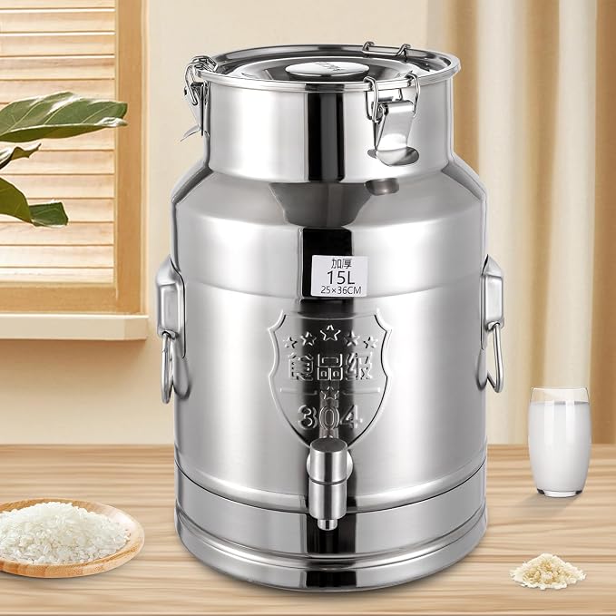 Milk Can Barrel Stainless Steel Beverage Drink Dispenser Large Capacity Storage - Image 2