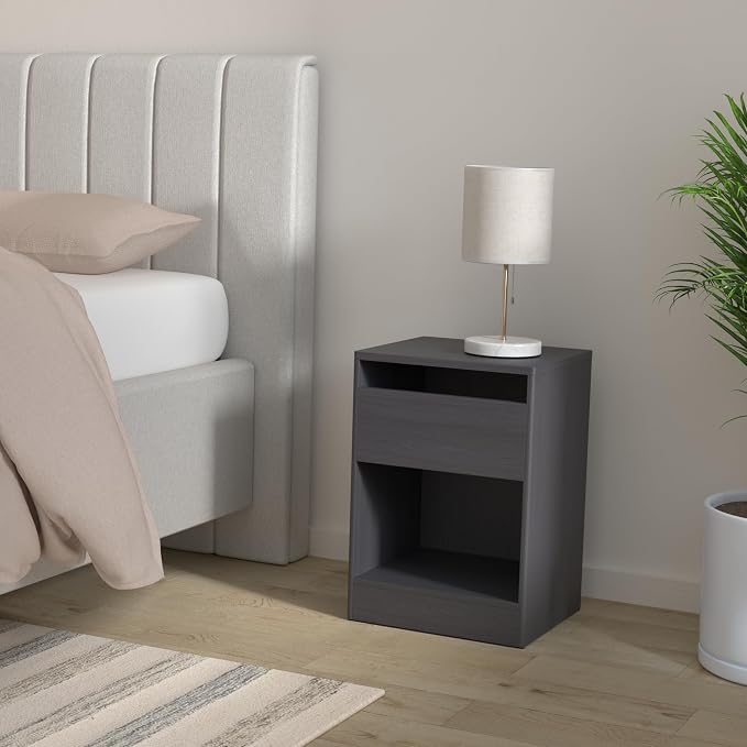 VASAGLE LED Nightstand with Charging Station, Adjustable Light Colors, 2 AC - Image 2