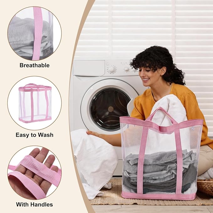 uxcell Collapsible Laundry Basket, Mesh Hamper - Image 6