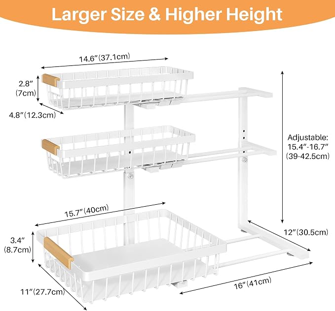 PXRACK Under Sink Organizer, Slide out Storage Drawer Rack - Image 8