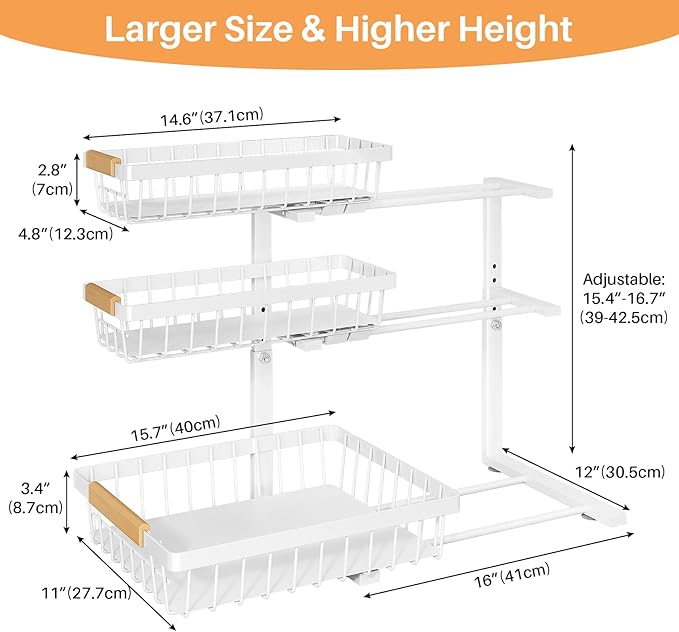 PXRACK Under Sink Organizer, Slide out Storage Drawer Rack - Image 7
