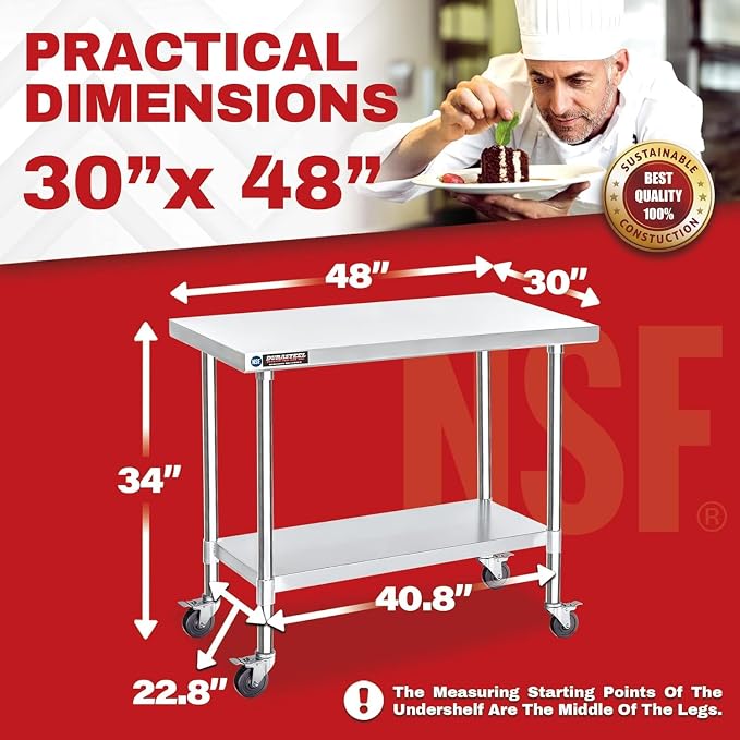 DuraSteel 30x48 NSF Stainless Steel Cart Work Table - Image 3