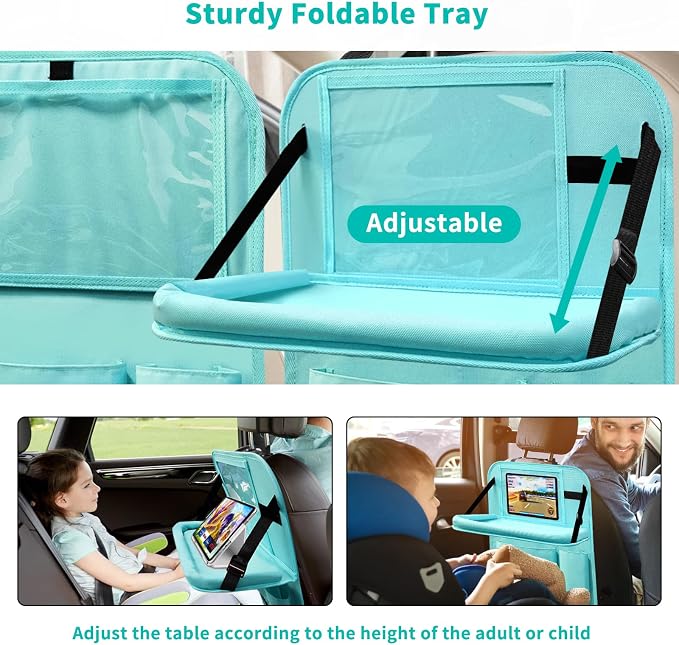 Car Backseat Organizer with Tray, Seat Back Table Holder with 6 Storage Pockets - Image 4