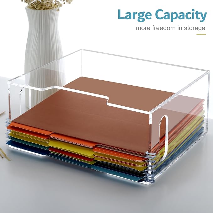 DINGHUO Acrylic File Folder Organizer Box, Letter Size Hanging File Organizer - Image 2
