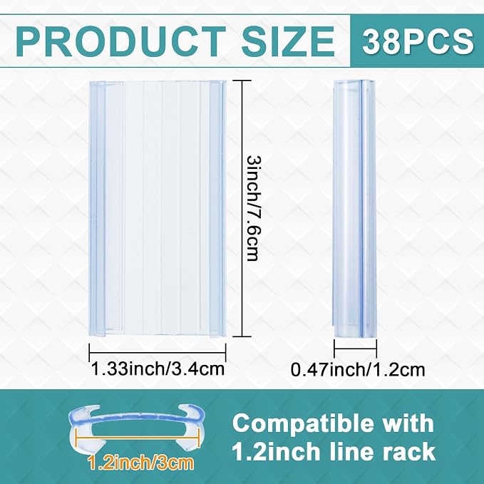 38 Pack Wire Shelf Label Holder, 3 inch Shelf Labels, Shelf Clips - Image 2