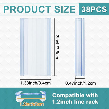 38 Pack Wire Shelf Label Holder, 3 inch Shelf Labels, Shelf Clips - Image 2