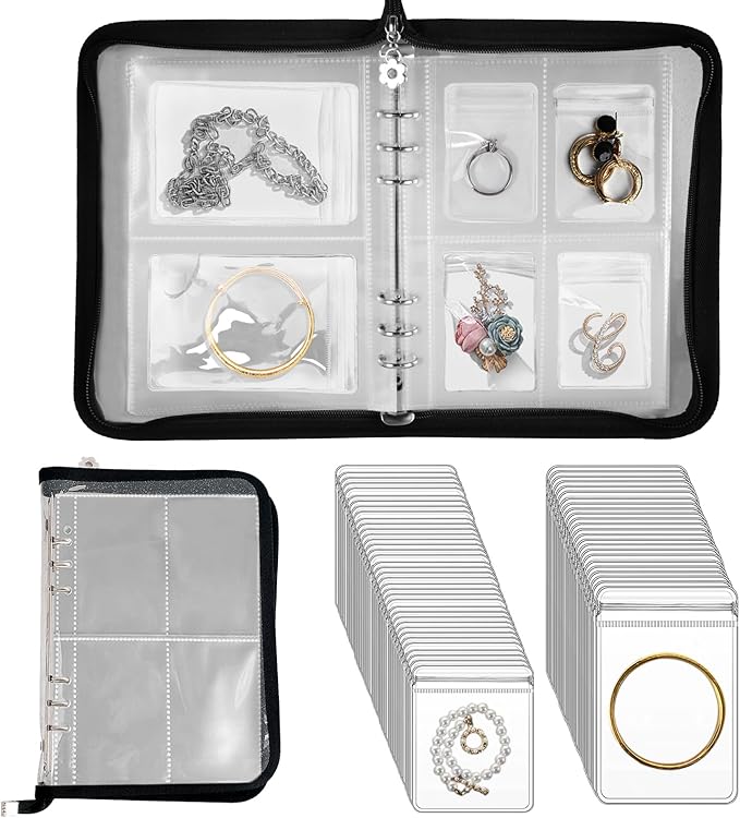 Travel Jewelry Organizer Transparent Jewelry Storage Book Set by Uprony