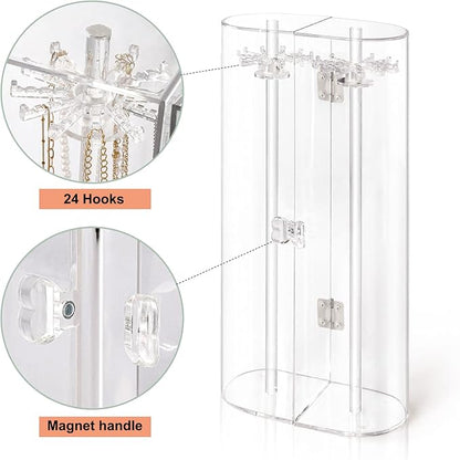 Acrylic Necklace Holder, Dustproof Rotation Jewelry Storage Holder Stand - Image 4