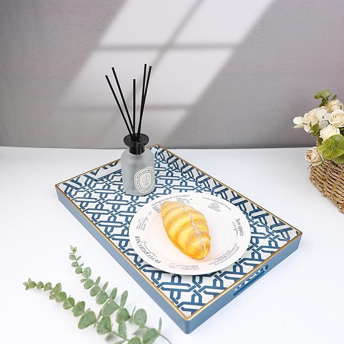 Spsyrine White Serving Tray, Plastic Marbling Tray - Image 2
