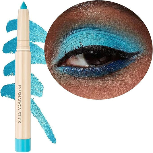 Blue Matte Eyeshadow Pencil, Waterproof Long Lasting Eye Shadow, High Pigment by Metfdlaig