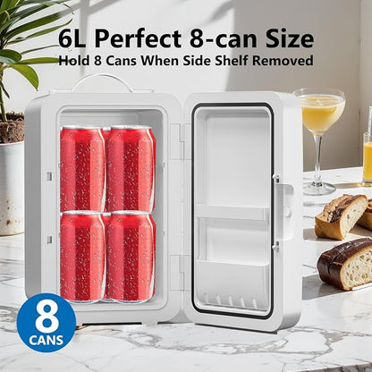 Mini Fridge for Bedroom, 6L/8 Cans Skincare Fridge Portable Small Refrigerator - Image 4