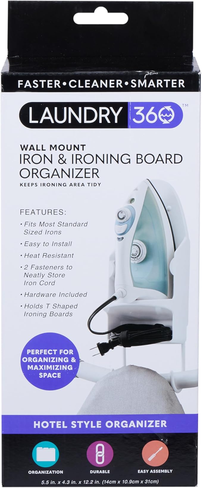 Laundry 360 Wall Mount Iron and Ironing Board Organizer Laundry Room Storage - Image 4