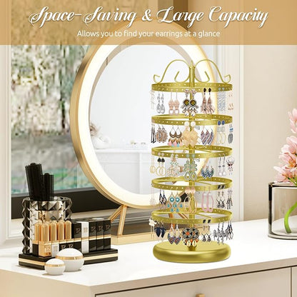 MODOWEY Rotating Earring Holder Organizer Display, 5 Tiers Metal Tree, - Image 8