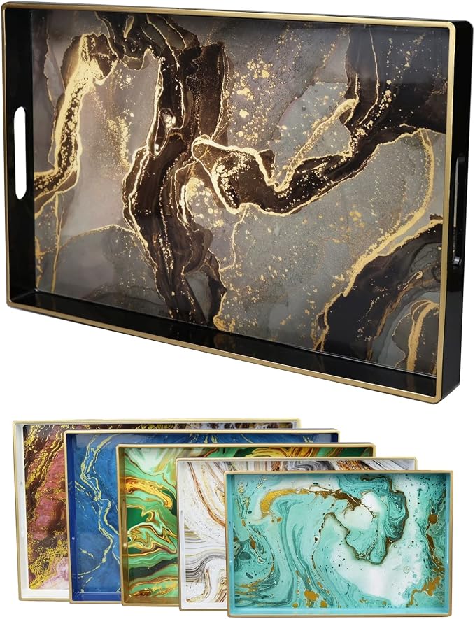 Black Marbling Decorative Tray by Leemxiiny