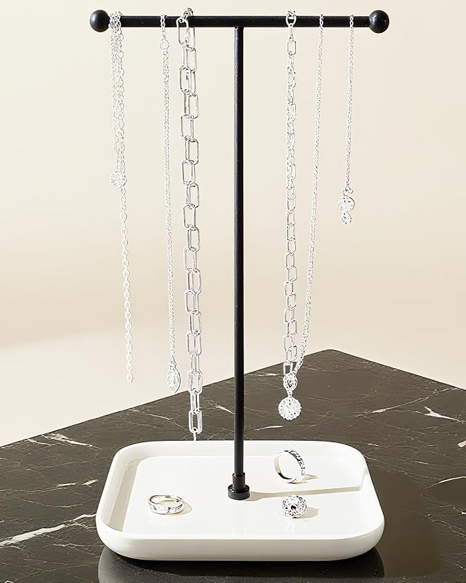 VROOMIUM Necklace Holder- Ceramic Base 1ft Height Jewelry Organizer Stand by VROOMIUM-BETTERDESIGN