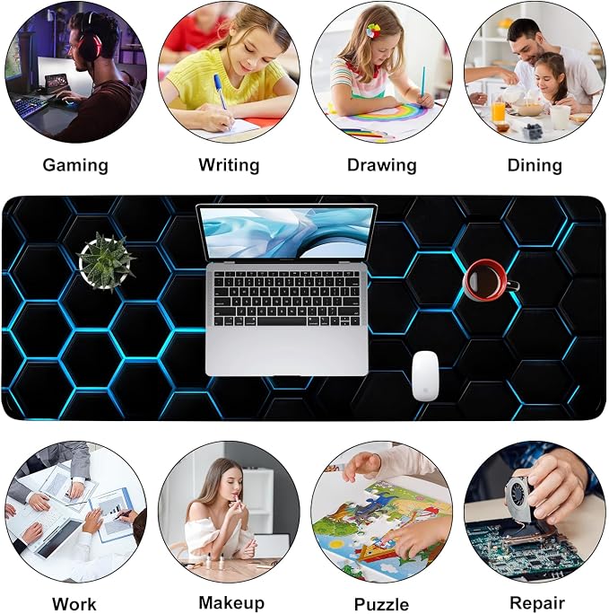 Gaming Mouse Pad – Large Extended Desk Mat 31.5 x 11.8 in– Futuristic Black - Image 9