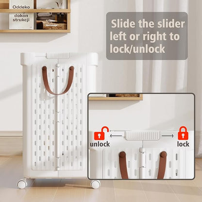 UAK Laundry Basket with Wheels, Collapsible Plastic Laundry Hamper with Handle - Image 3