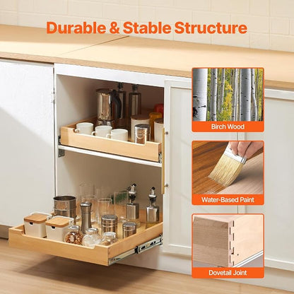 VEVOR Pull Out Cabinet Organizer, Soft Close Slide out Shelf, Heavy-Duty - Image 2