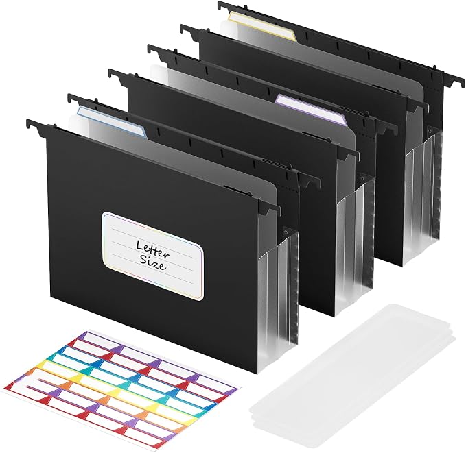 ABC life Plastic Expanding Hanging File Folders, Reinforced 3.15" Hanging by ABClife