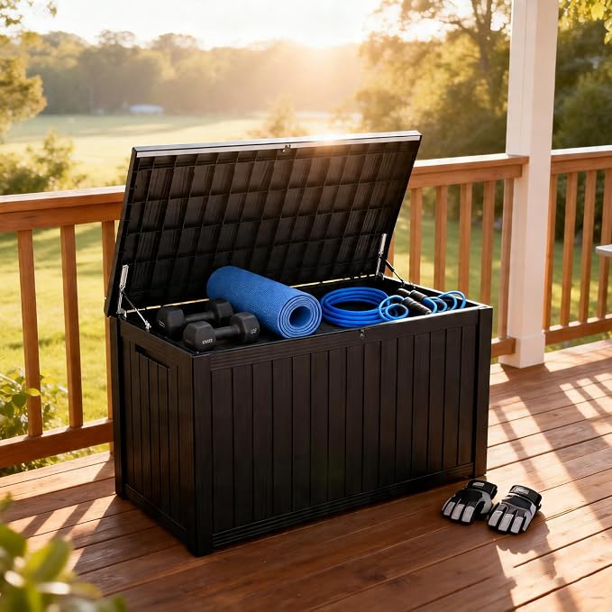 Large Outdoor Storage Box, 200 Gallon Deck Box, Lockable Outside Storage Bin - Image 4