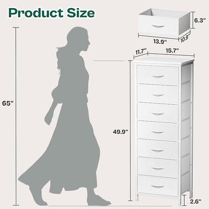 Huuger Tall Dresser for Bedroom, 7 Drawer Dresser & Chests of Drawers, Fabric - Image 2