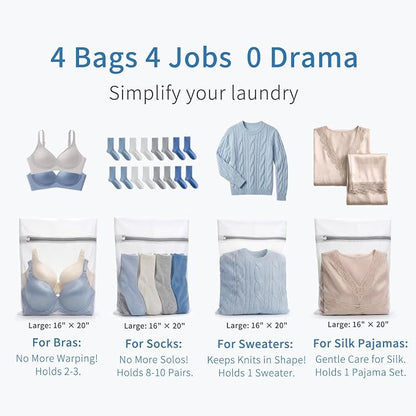 Muchfun 4Pcs Durable Fine Mesh Laundry Bags - Image 2