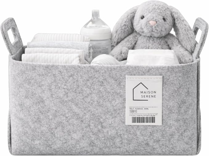 Collapsible Felt GREY Storage Basket by Unknown
