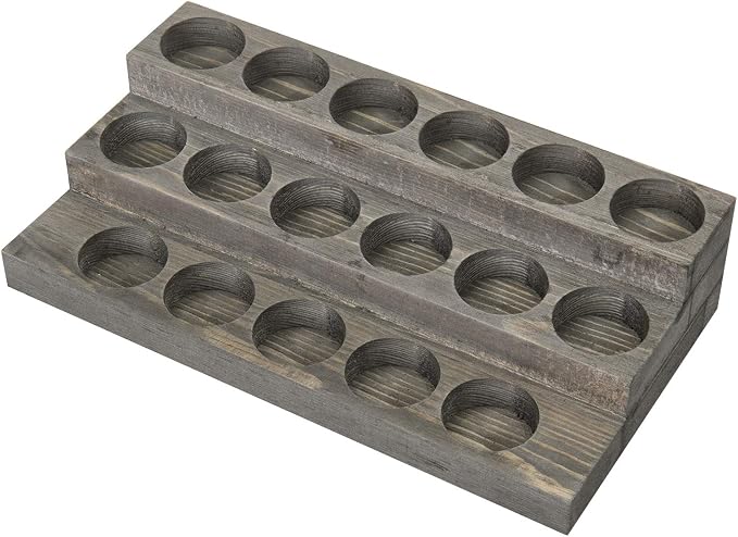 MyGift 3-Tier Vintage Grey Wood 17-Bottle Essential Oil Display Stand - Image 5