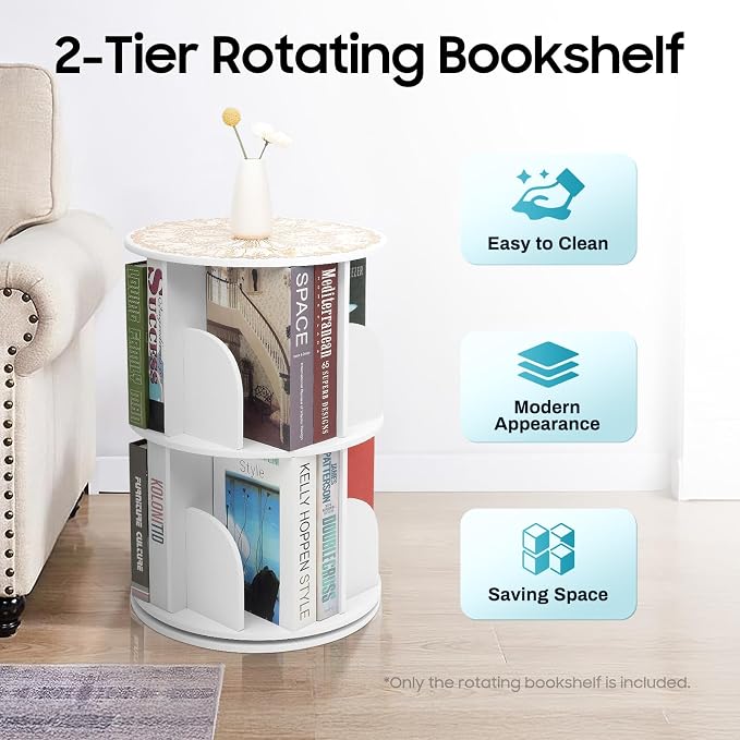 Rotating Bookshelf, 360° Spinning Bookcase - Image 6