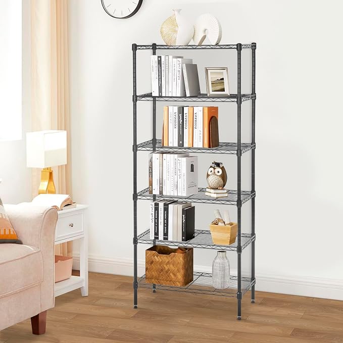 PayLessHere | 6-Tier Wire Shelf | 23"x13"x59" | Black | Adjustable Racks | - Image 2