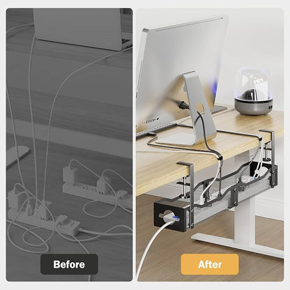 DELAMU 25'' Extended Under Desk Cable Management, No Dill Desk Cable Management - Image 4