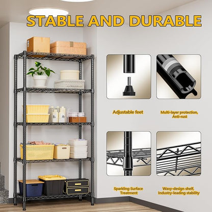 1250 lbs 5 Tier Shelf Metal Storage Shelves Shelving Wire Rack Heavy Duty - Image 6