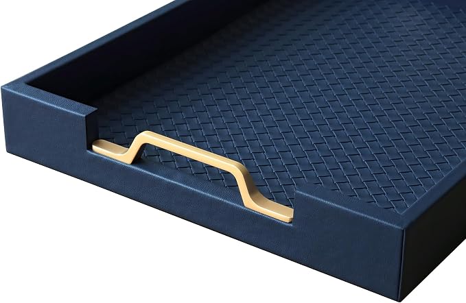 HofferRuffer Faux Leather Rectangle Serving Tray Decor Platter - Image 7